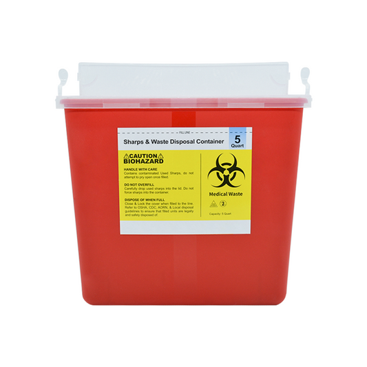Sharps Container 5 Quart - Home Use and Labs - Portable Needle Disposal